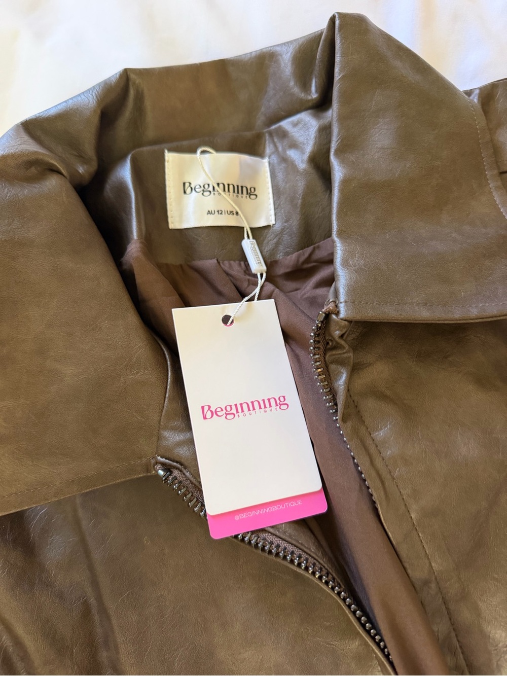 Beginning Boutique Vintage Brown Bomber Jacket - Picture 4 of 5